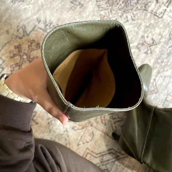 Bally "Tigas" Tall Green Leather Designer Italian Heeled Boots EU39 / US8.5 EUC - Picture 10 of 12